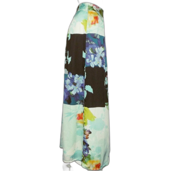 RANNA GILL Maxi Skirt, S, Color Block Floral, Pleated, Side Zipper, Multicolor - Picture 7 of 15